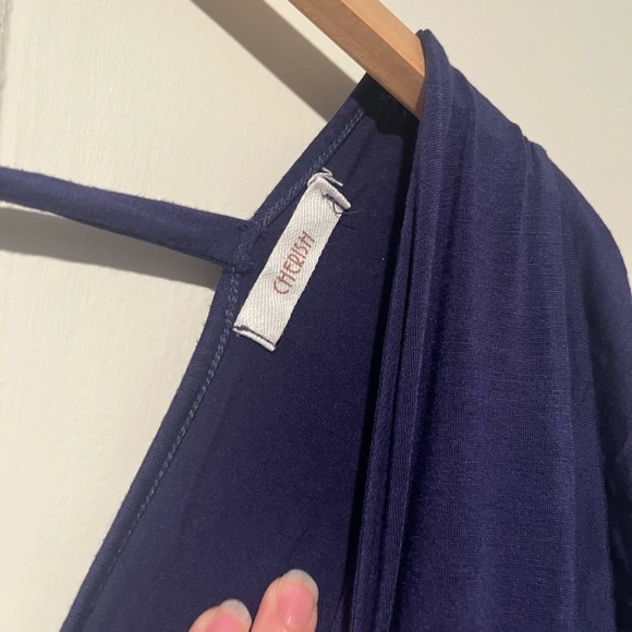 Cherish Navy Jersey Flutter Sleeve Tie Waist Dress - Picture 5 of 5